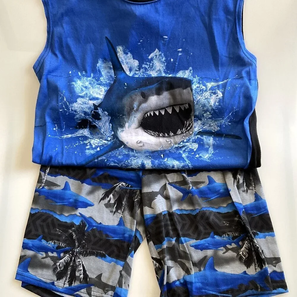 SHARK PAJAMAS LOUNGWEAR SHORTS AND SHIRT